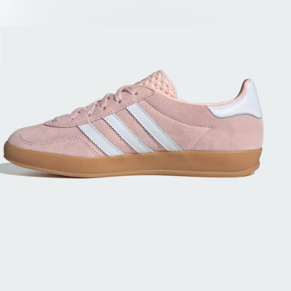 Adidas Women's Pink and White Gazelle Sneakers